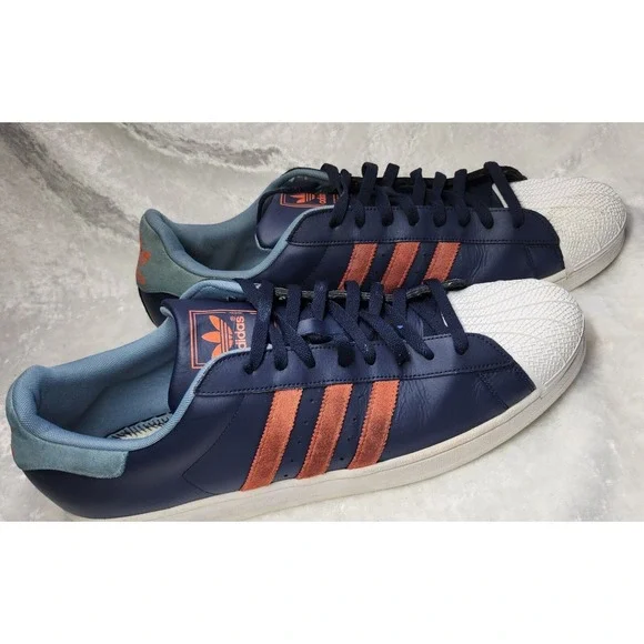 Adidas Mens Superstar Blue & Orange Sneakers/Shoes Size 19‎